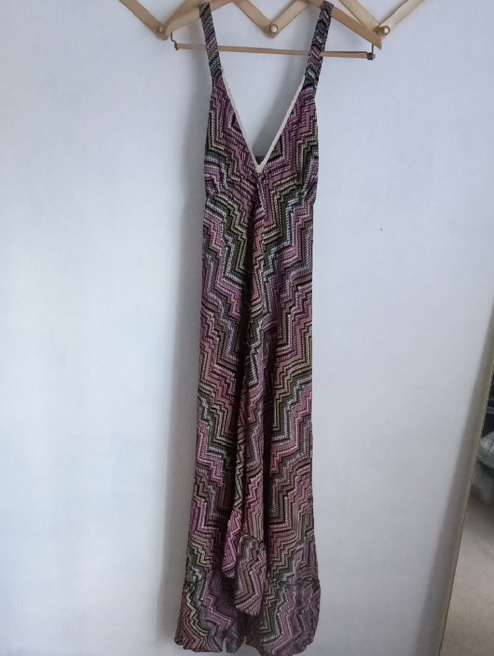 Urban Nomad  Boho Zigzag Maxi Dress in Pink, Green and Brown Sz L/Xl.
